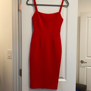 Red mid length dress